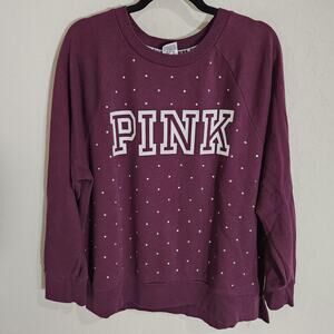 Victoria's Secret PINK Cute Purple Bling Embellished Sweatshirt Size L